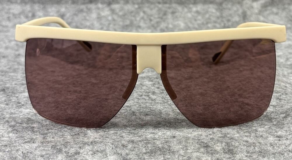 Vintage DKNY Shield Sunglasses Cream Off-White Flat Top Y2K Visor Single Lens